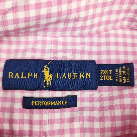 Ralph Lauren Performance Mens 2XLT Pink Gingham Short Sleeve Button Down Shirt - Picture 3 of 7